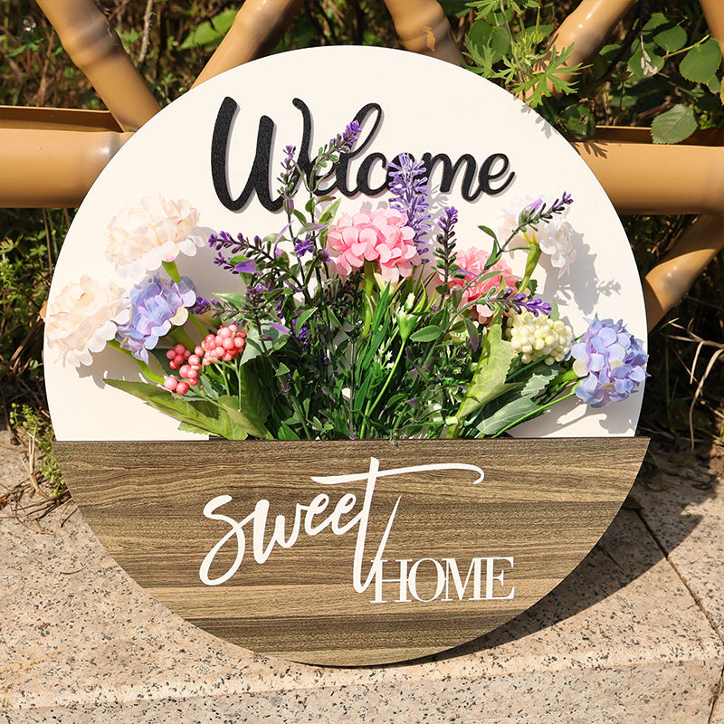 Floral Welcome Sign for Front Door Porch