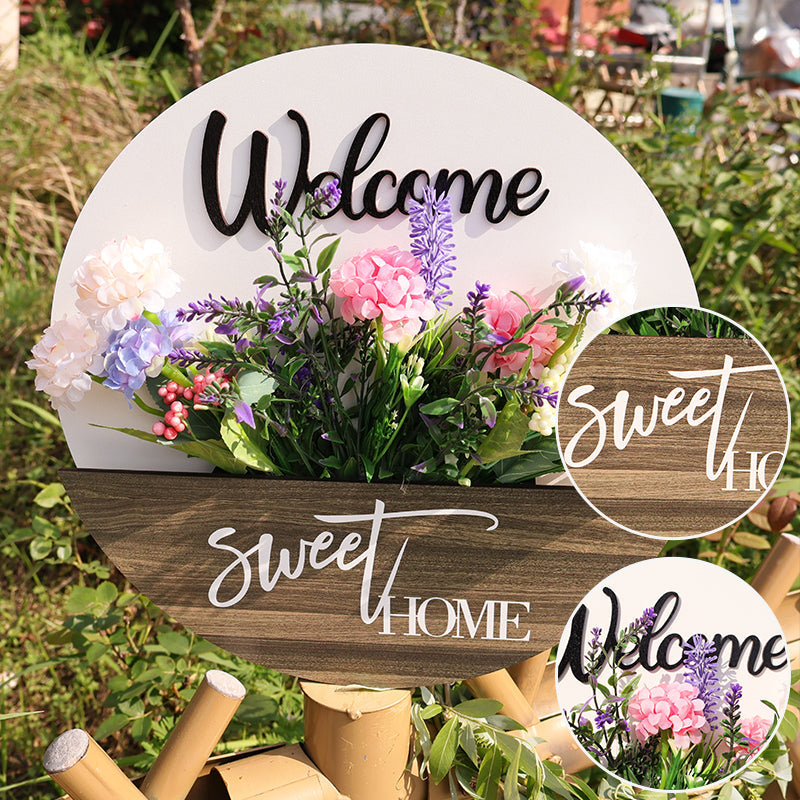 Floral Welcome Sign for Front Door Porch