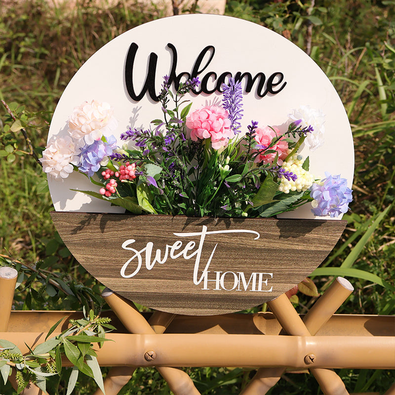 Floral Welcome Sign for Front Door Porch