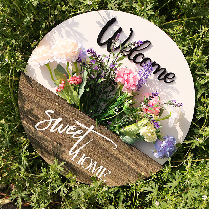 Floral Welcome Sign for Front Door Porch