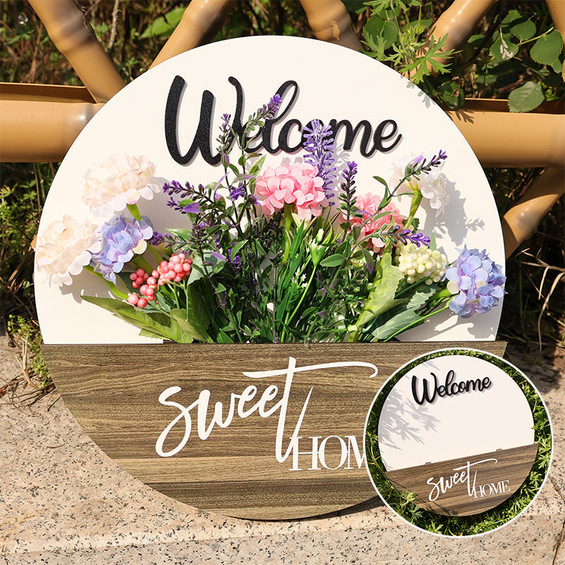 Floral Welcome Sign for Front Door Porch