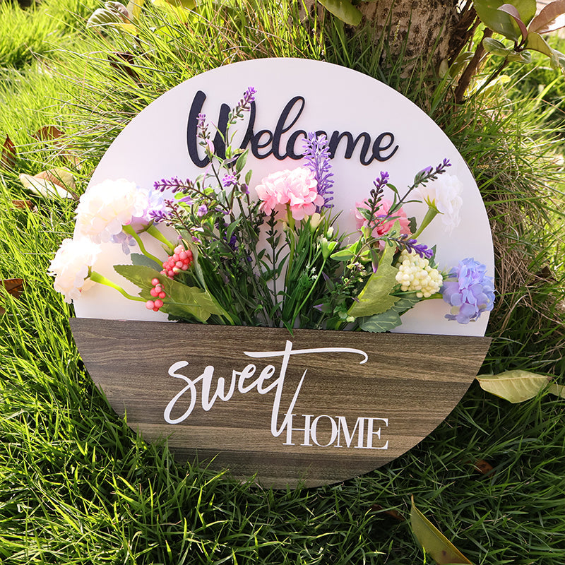 Floral Welcome Sign for Front Door Porch