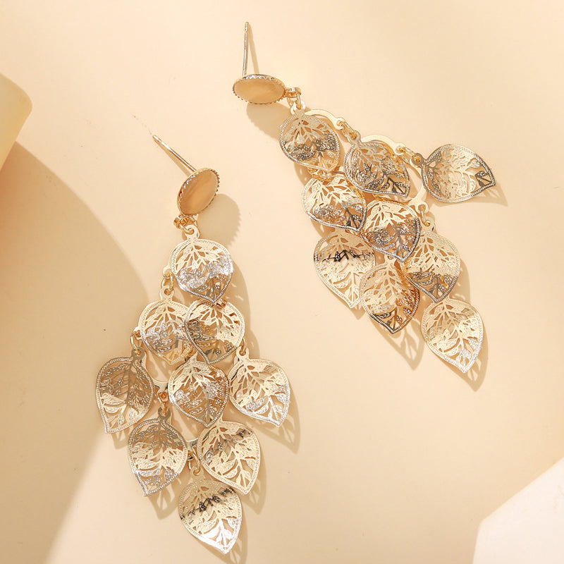 Diamond Leaf Openwork Earrings