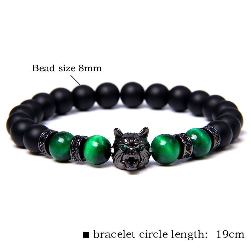 Wolf Head Tiger Eye Bracelet