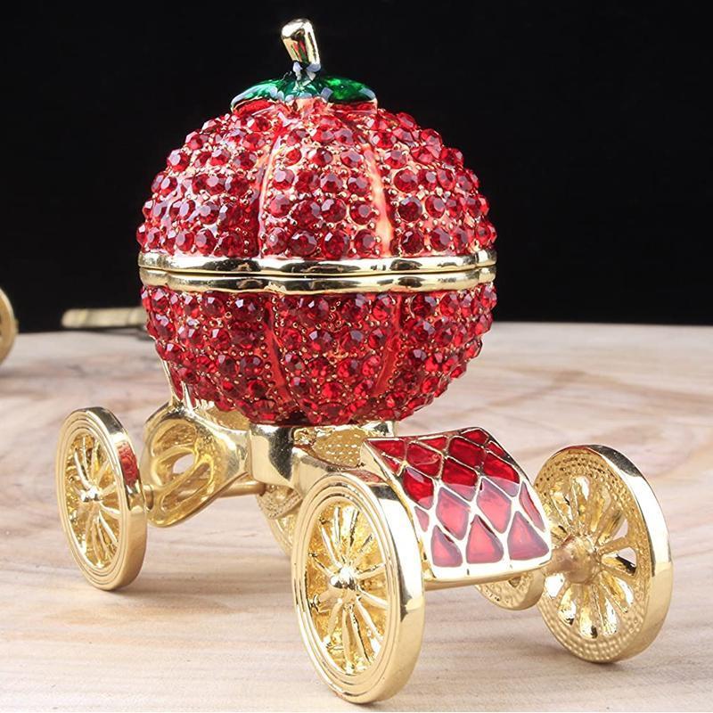 Pumpkin Carriage Rhinestones Jewelry Box