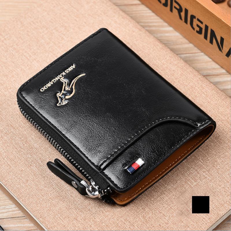 Men Wallet Zipper Genuine Leather Purse ( RFID PROTECTED )