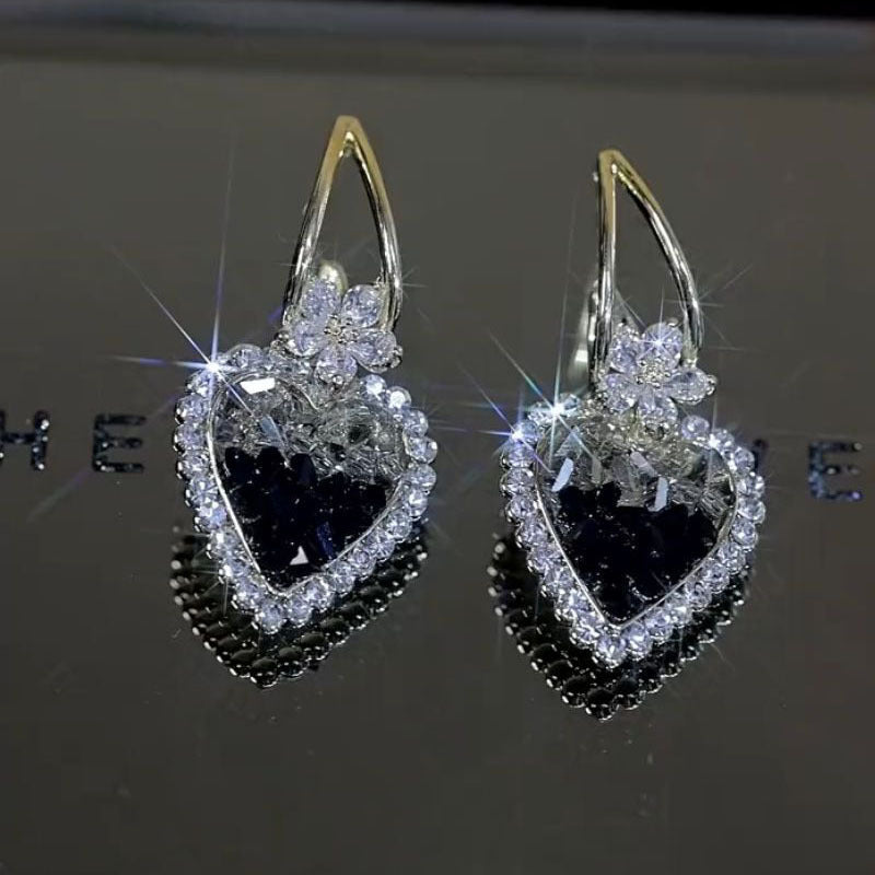 Sparkle Vintage Style Zirconia Heart Stud Earrings