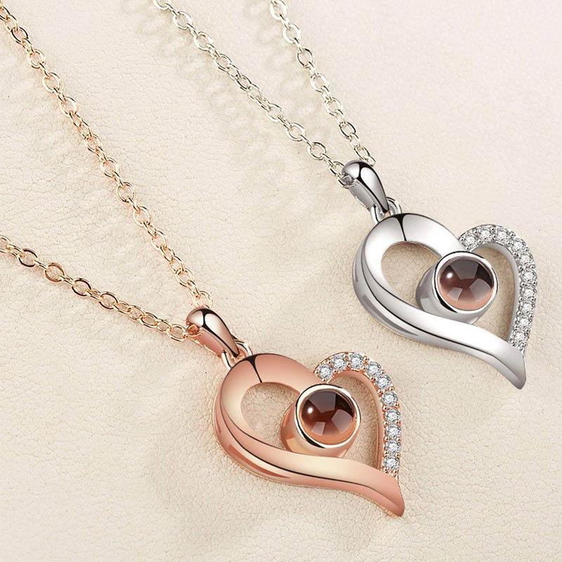 Love Projection Heart Necklace (I Love You in 100 Languages)