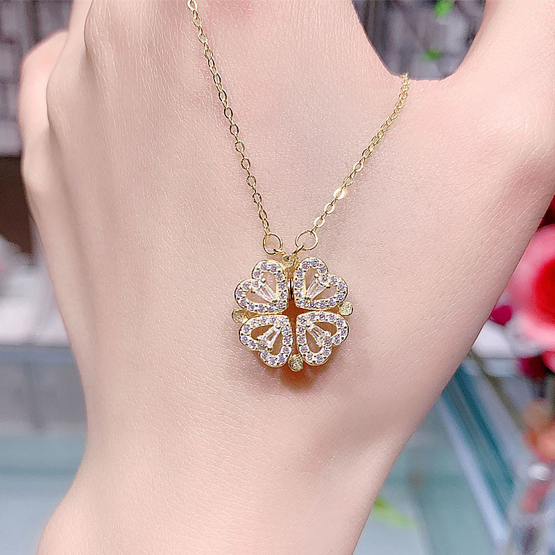 Four Leaf Heart Shape Lucky Necklace