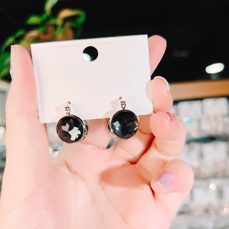 Double Side Black Crystal Earring