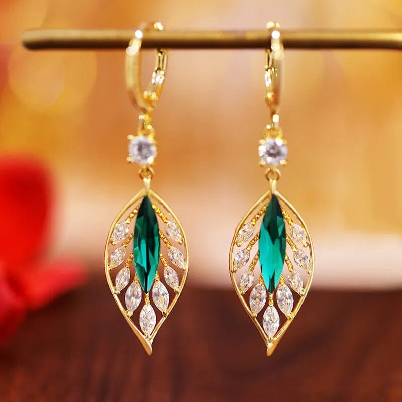 Fashion Crystal Leaf Earrings