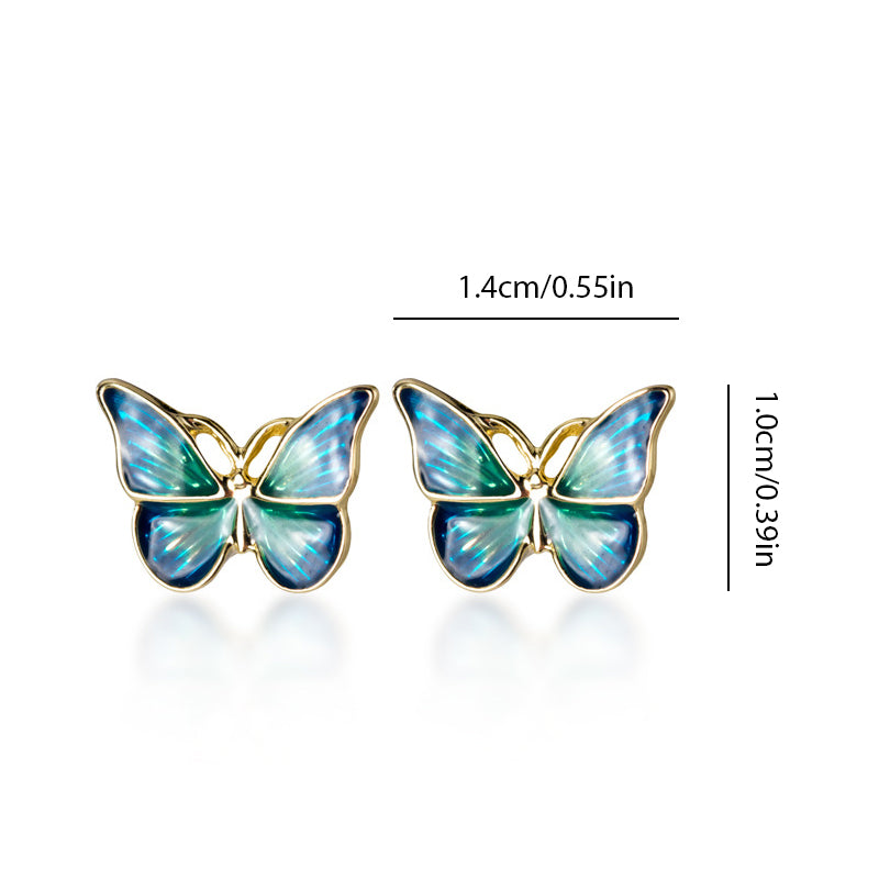 Blue and Gold Butterfly Stud Earrings