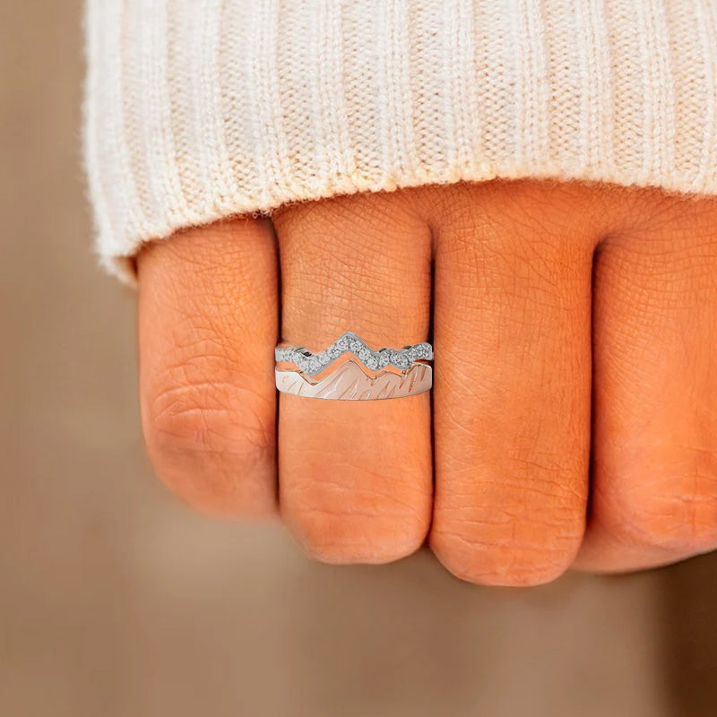 Two Tone Wavy Double Layer Ring