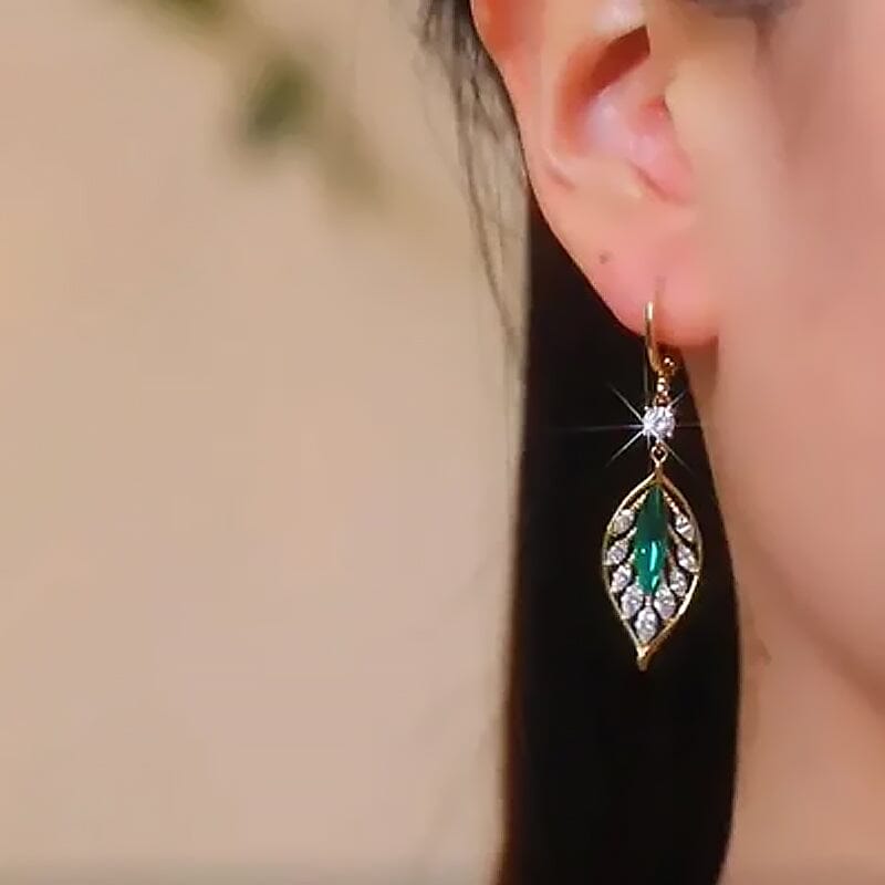 Fashion Crystal Leaf Earrings