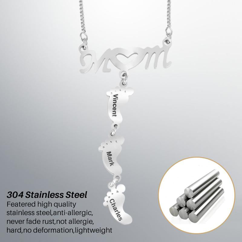 Stainless Steel Necklace with Doll's Feet