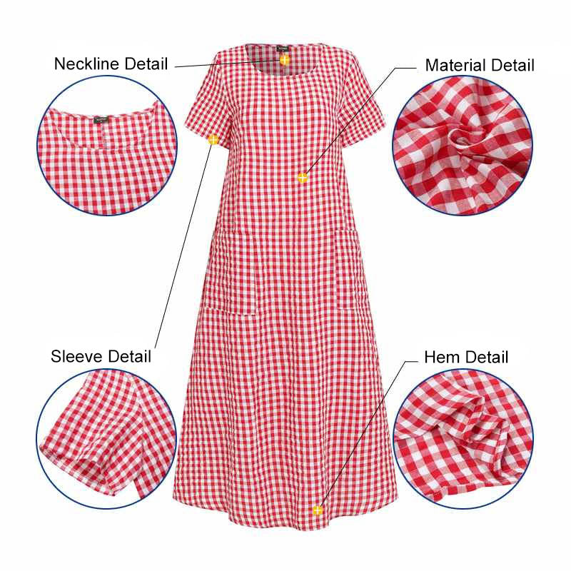 Short-Sleeved Plaid Dress