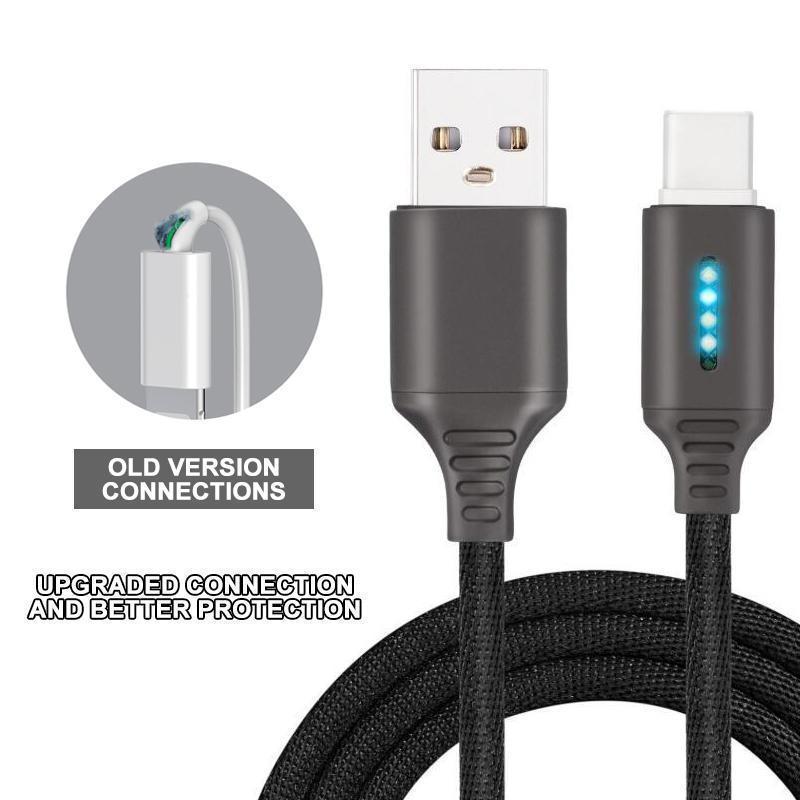 Auto Cut-off Fast Charging Nylon Cable For Android, IOS&Typ C