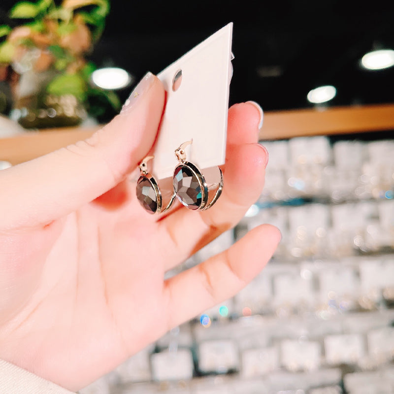 Double Side Black Crystal Earring