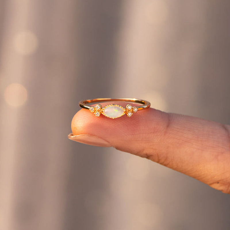Flower Leaf Opal Ring