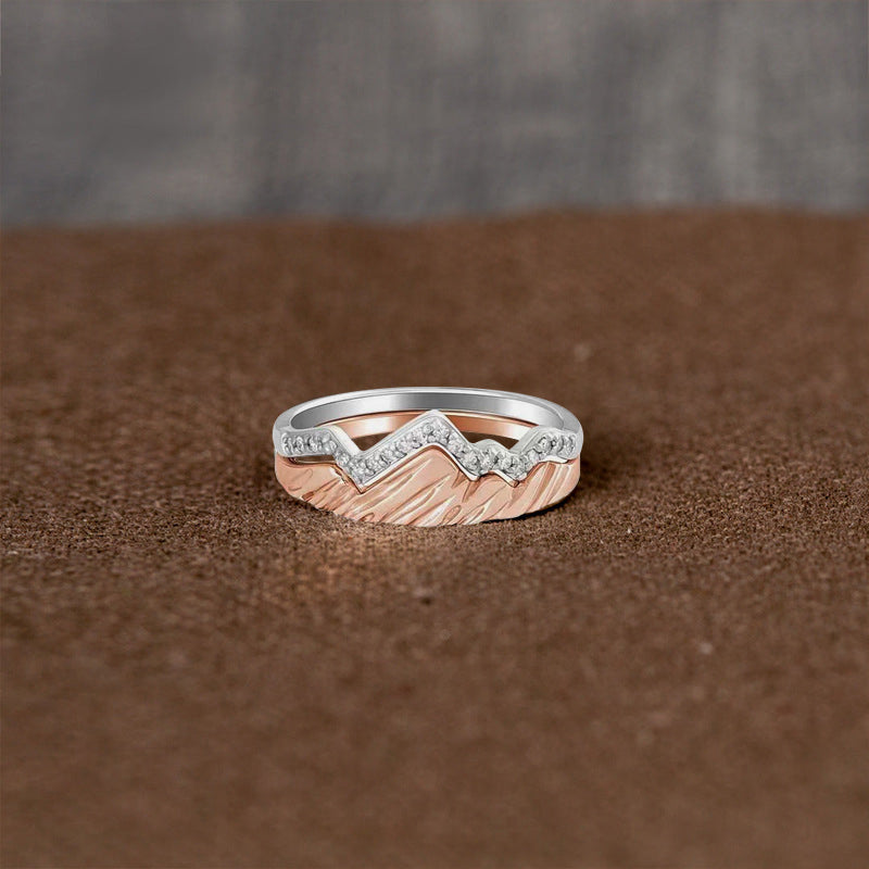 Two Tone Wavy Double Layer Ring