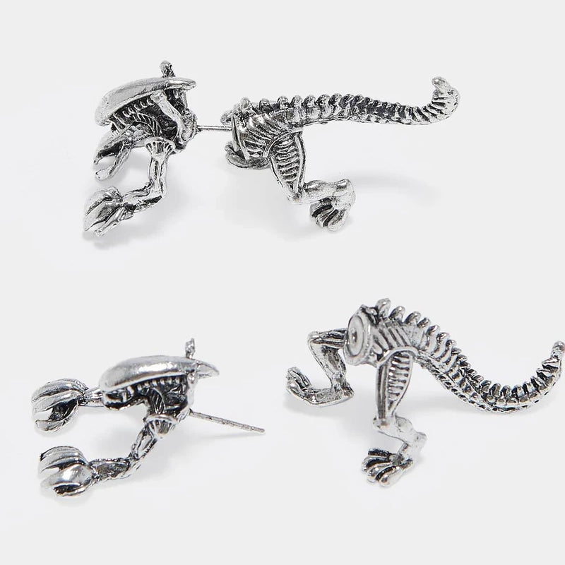 Funny Punk 3D Metal Mini Dinosaur Cartilage Earring Set Creative Colorful Exaggeration Cartoon Animal Stud For Women Girls Gifts Party Cool Jewelry