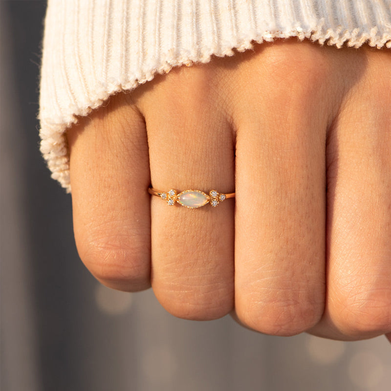 Flower Leaf Opal Ring