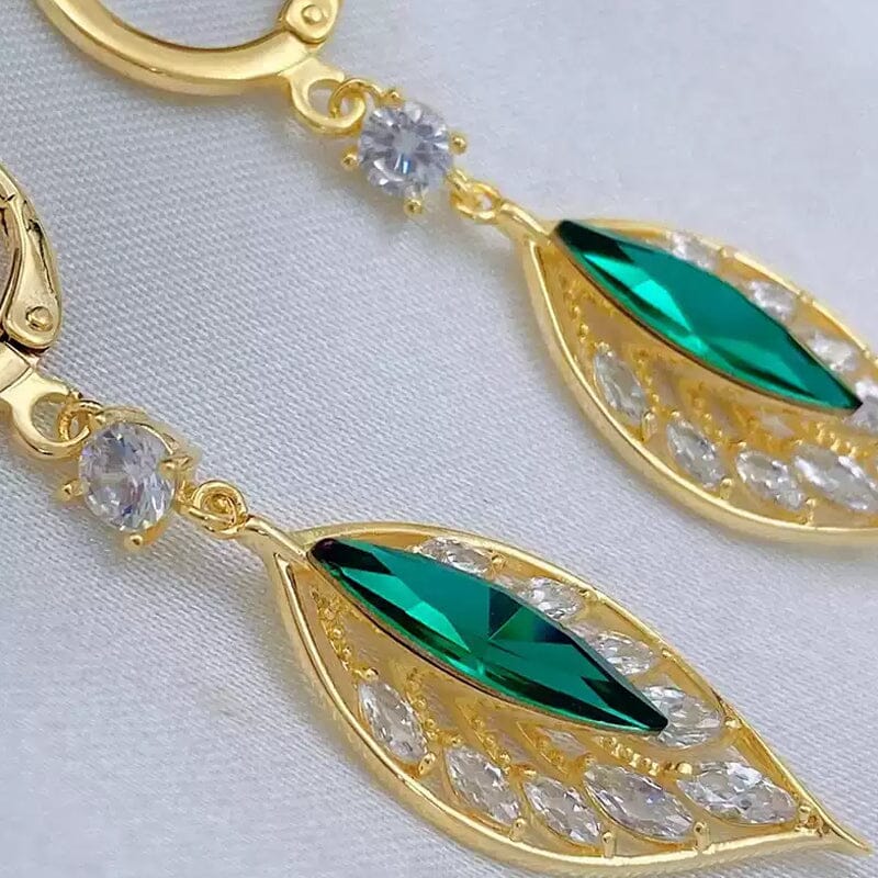 Fashion Crystal Leaf Earrings