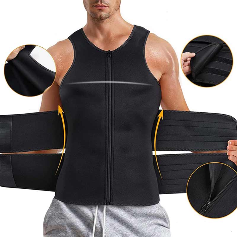 Men's vest with plastic belt