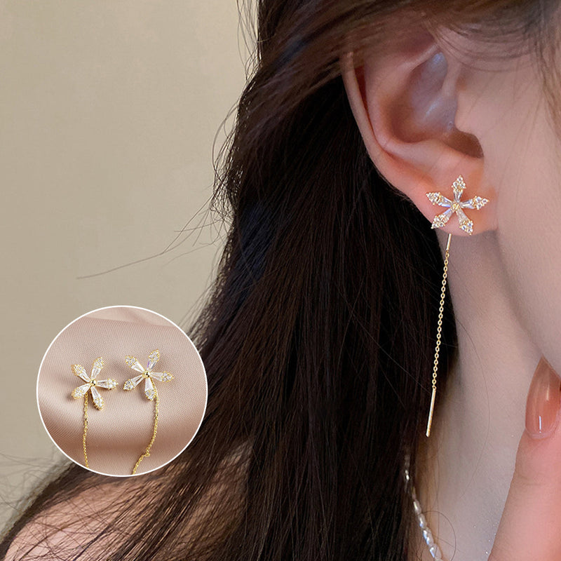 Shiny Fringe Flower Earrings