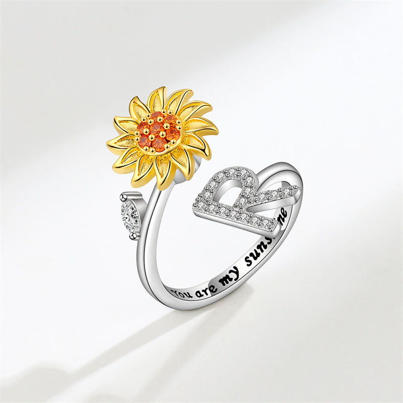 Sunflower Letter Adjustable Ring For Daughter/Granddaughter