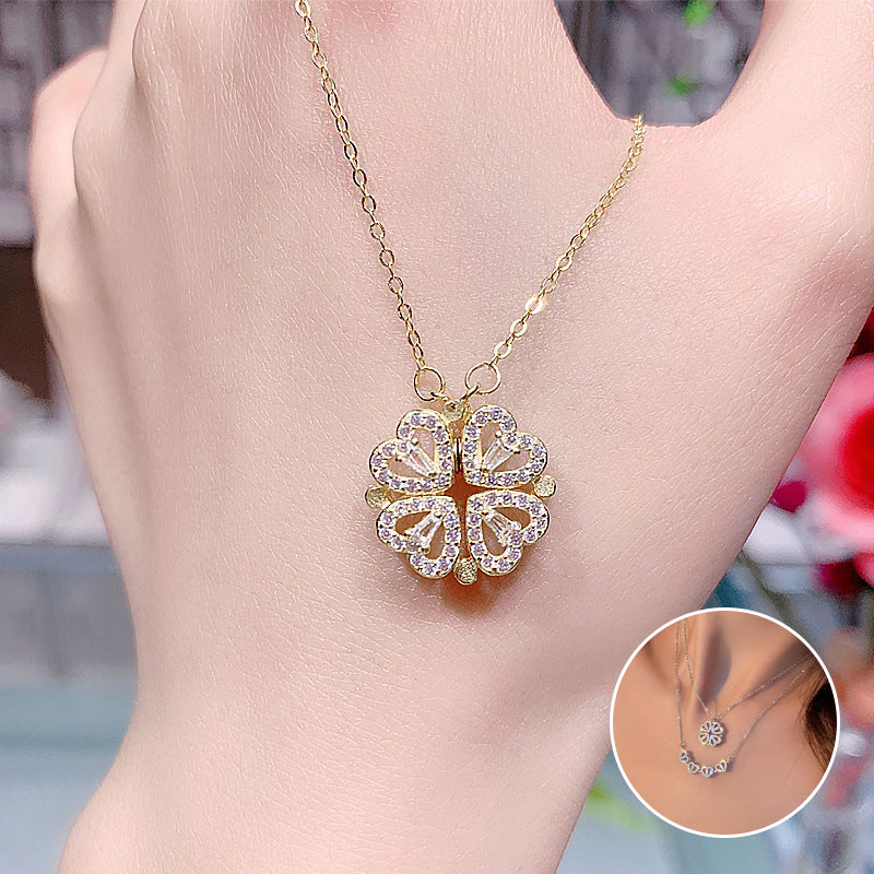 Four Leaf Heart Shape Lucky Necklace
